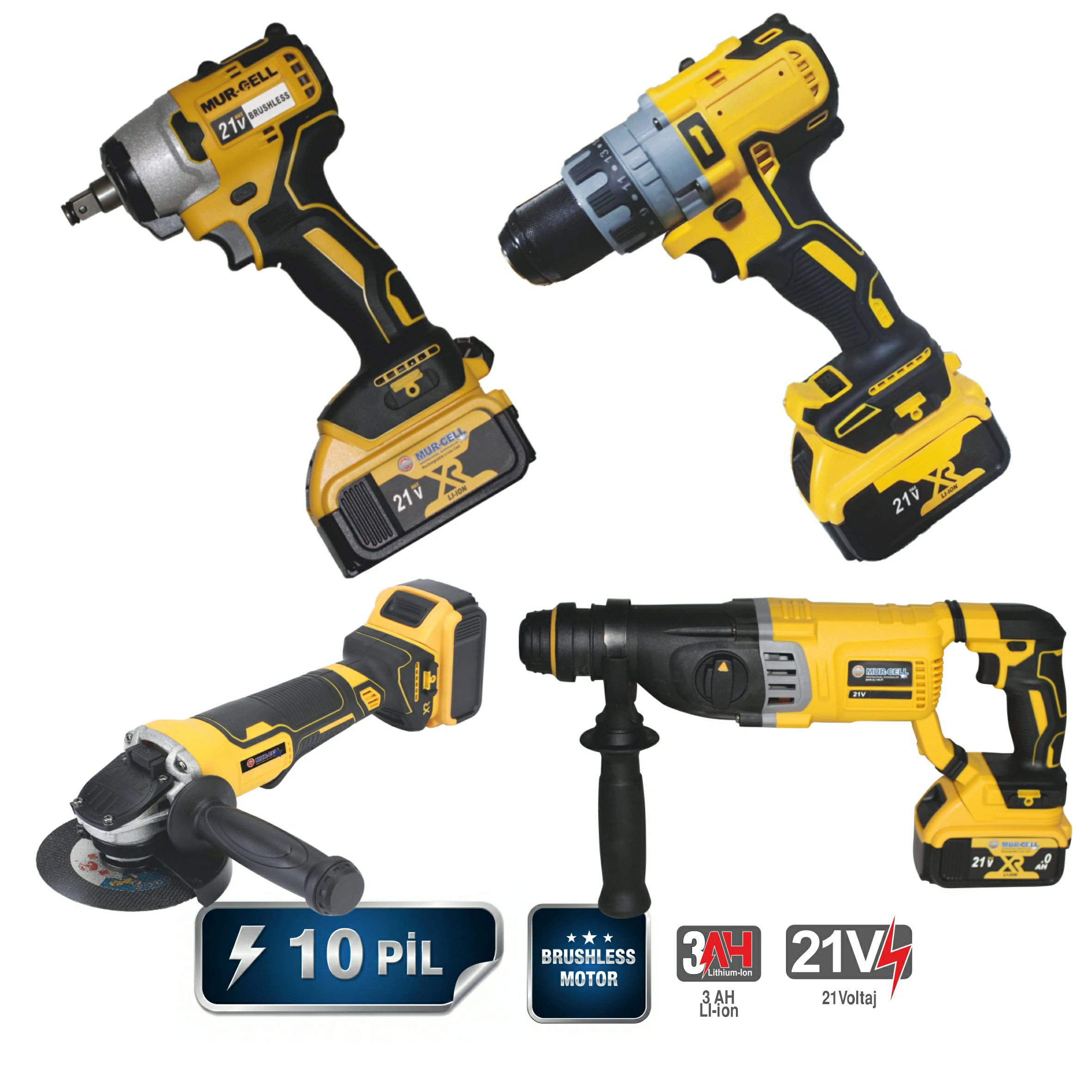 4'lü Set Hilti 9600-Matkap 9029-Somun sökme 9500-Taşlama 9300