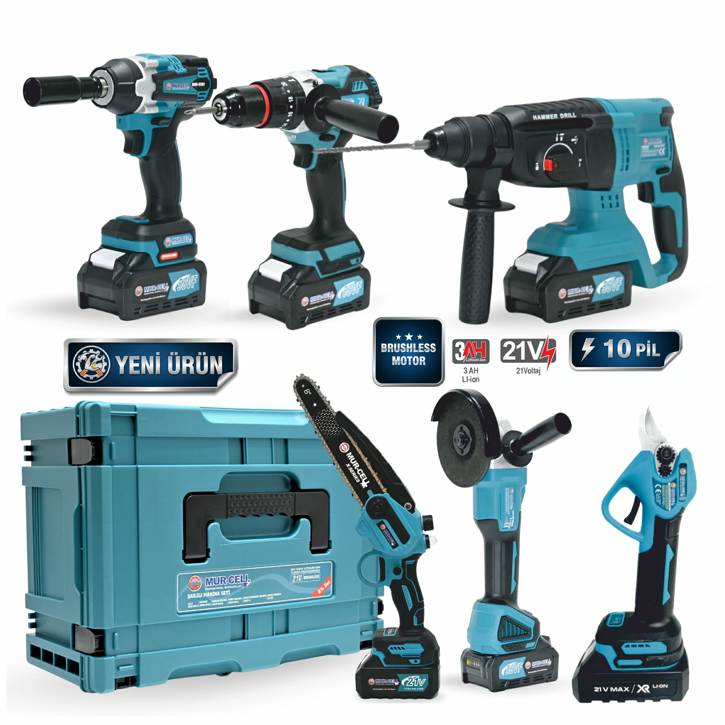6'lı Set Testere 9106-Taşlama 9301-Hilti 9604-Budama 9901